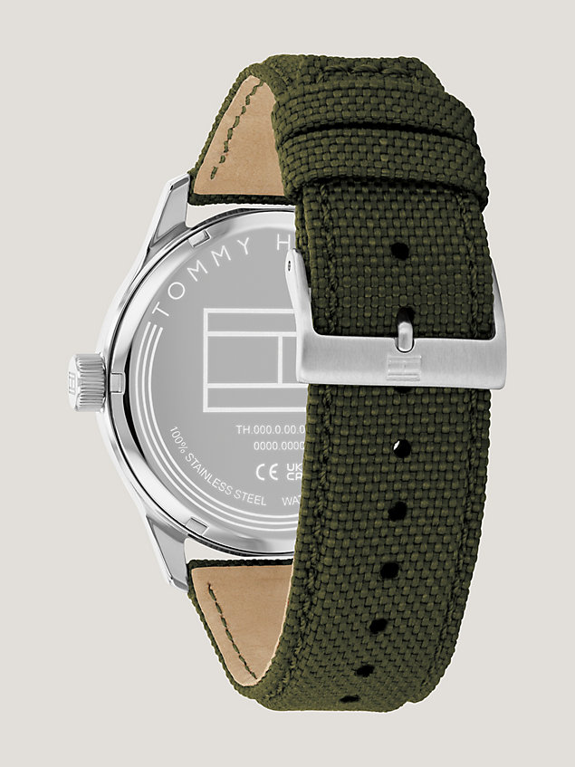 green zegarek ze stali nierdzewnej z paskiem cordura® dla mężczyźni - tommy hilfiger
