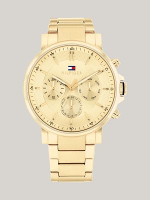 reloj con brazalete de eslabones ionizado gold de hombres tommy hilfiger