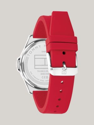 reloj con correa de silicona roja red de hombres tommy hilfiger