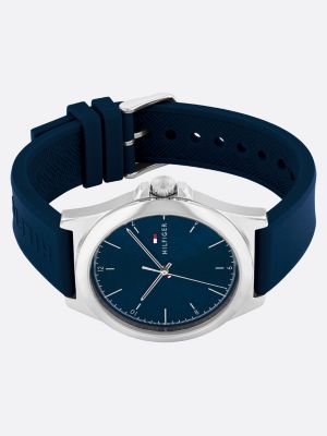 Stainless Steel Navy Silicone Strap Watch Blue Tommy Hilfiger