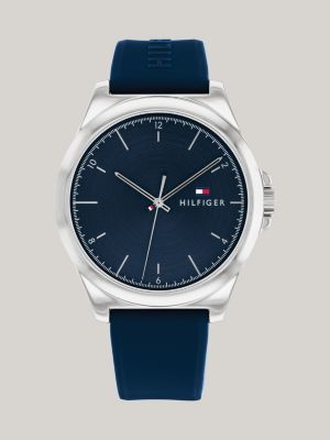 reloj con correa de silicona azul marino blue de hombres tommy hilfiger