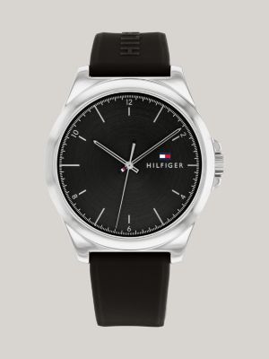 reloj con correa de silicona negra black de hombres tommy hilfiger