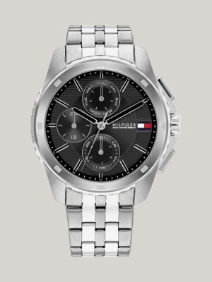 reloj de acero inoxidable con subesferas silver de hombres tommy hilfiger