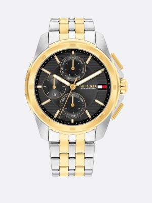 multi grey dial two-tone sub-counter watch for men tommy hilfiger