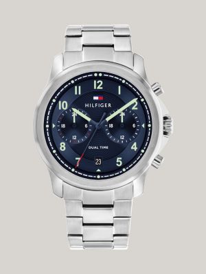 Silver Men s Watches Men s Leather Strap Watches Tommy Hilfiger