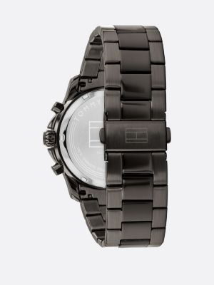 grau dualzeit-armbanduhr in gunmetal-grau für herren - tommy hilfiger