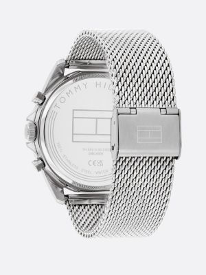 silver stainless steel chain-link watch for men tommy hilfiger