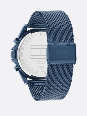 reloj de acero inoxidable chapado en oro azul de hombres tommy hilfiger