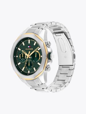 orologio bicolore con quadrante geometrico argento da uomini tommy hilfiger