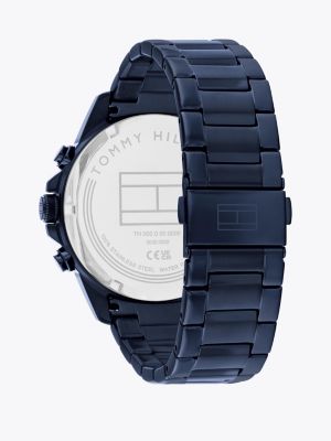 reloj con esfera geométrica azul marino azul de hombres tommy hilfiger