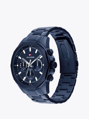 reloj con esfera geométrica azul marino azul de hombres tommy hilfiger