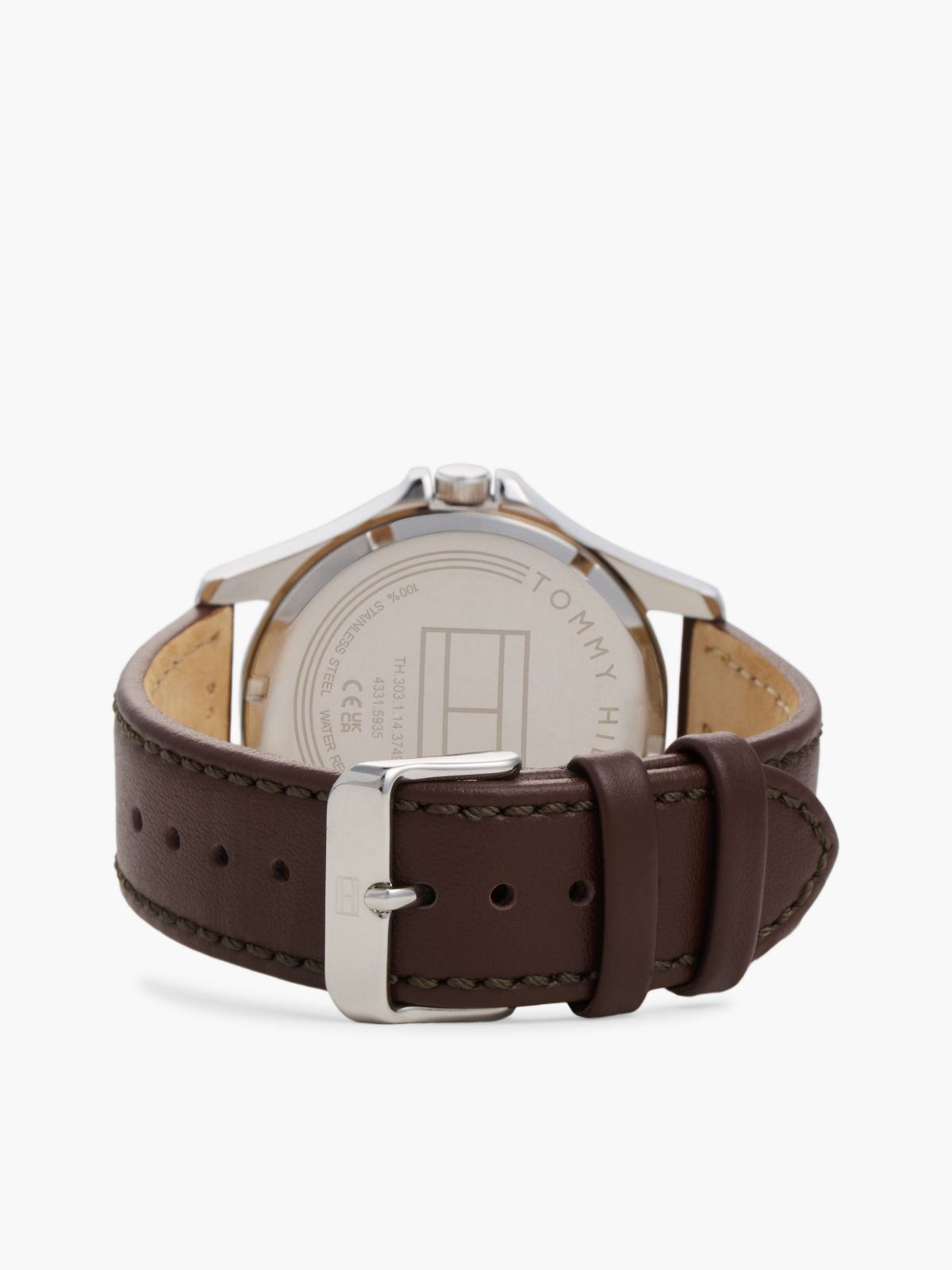 Brown Leather Strap Stainless Steel Watch — Brown