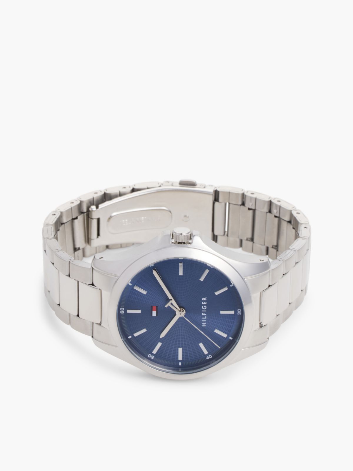 Blue Dial Stainless Steel Watch — Silver