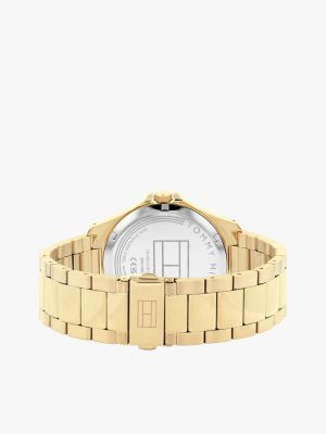 reloj de acero inoxidable chapado en oro oro de hombres tommy hilfiger