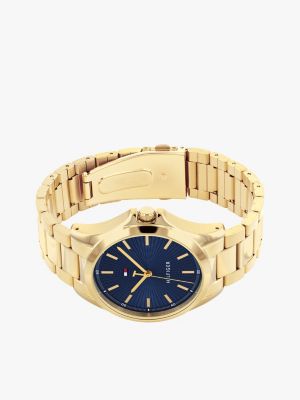 reloj de acero inoxidable chapado en oro oro de hombres tommy hilfiger