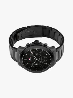 black ionic black skeleton dial sub-counter watch for men tommy hilfiger