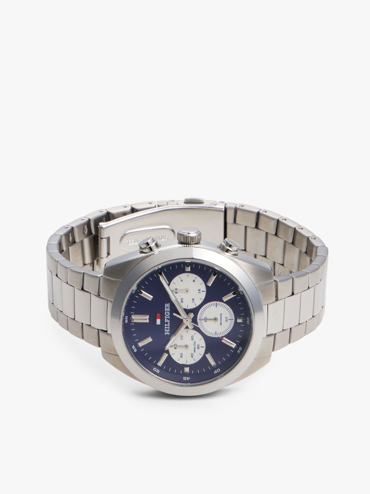 Blue Dial Chronograph Chain-Link Watch — Silver