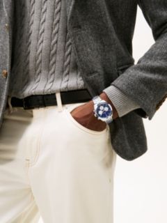 Blue Dial Chronograph Chain-Link Watch — Silver 4