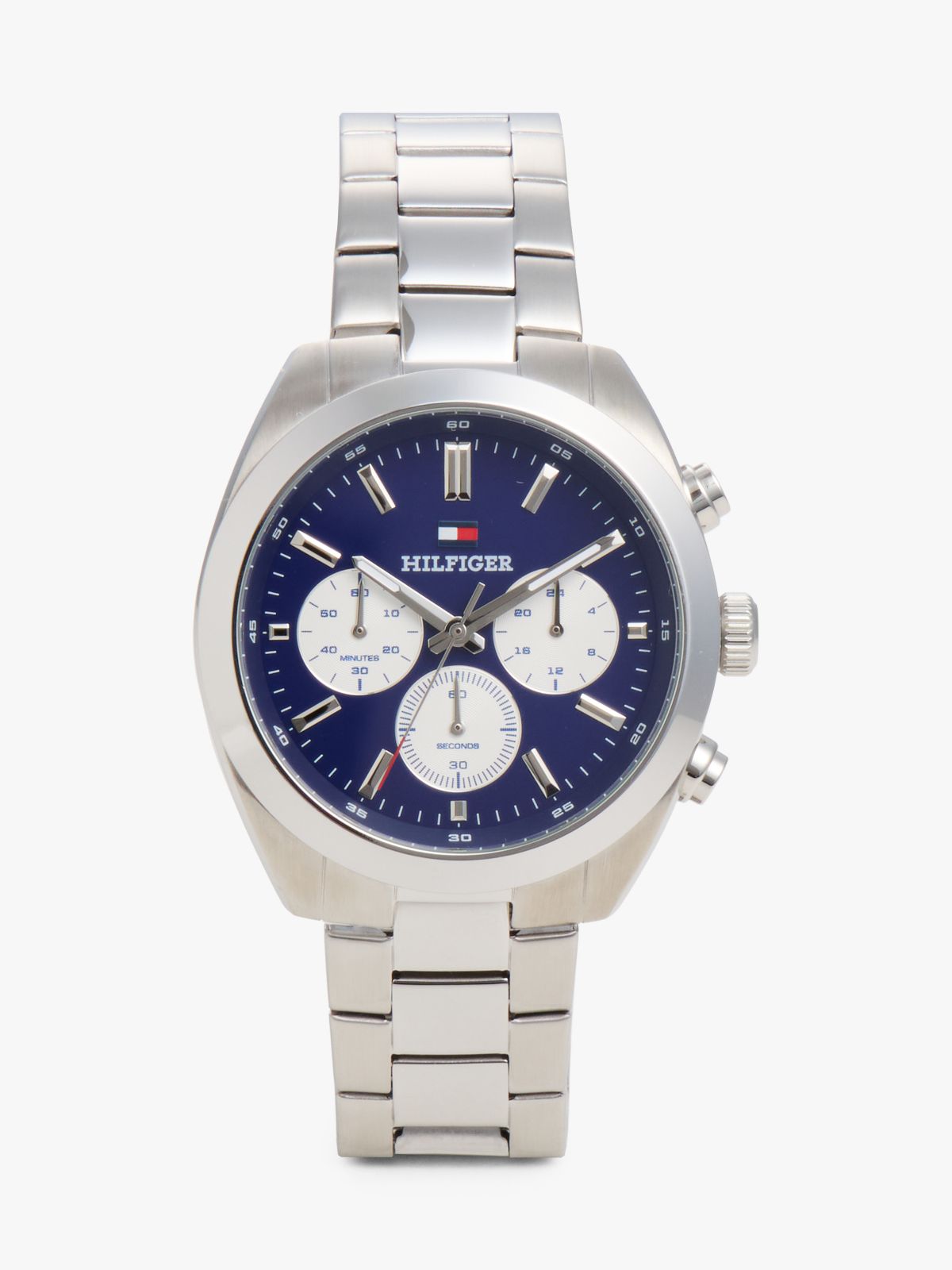 Blue Dial Chronograph Chain-Link Watch — Silver
