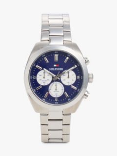 Blue Dial Chronograph Chain-Link Watch — Silver 1