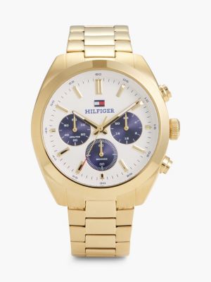gold vergoldete uhr aus ionenplattiertem edelstahl für herren - tommy hilfiger