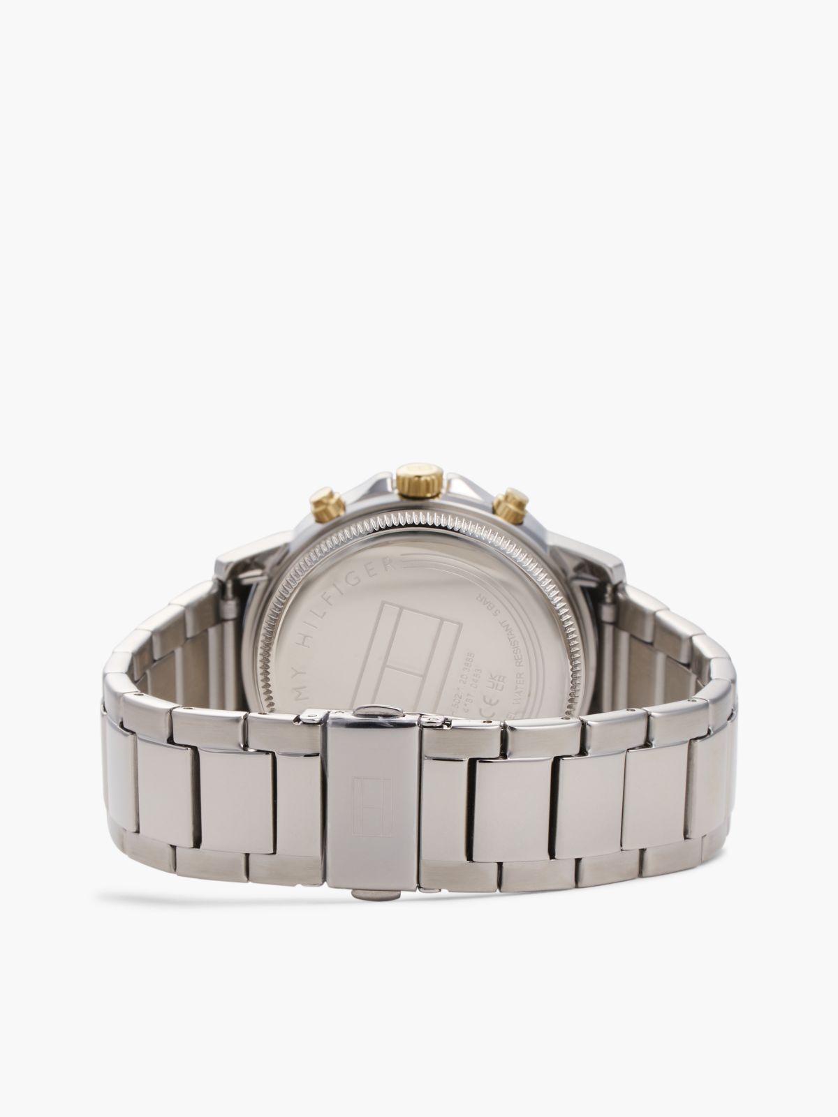 Green Dial Two-Tone Chronograph Chain-Link Watch — Silver