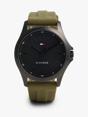green black dial green silicone strap watch for men tommy hilfiger