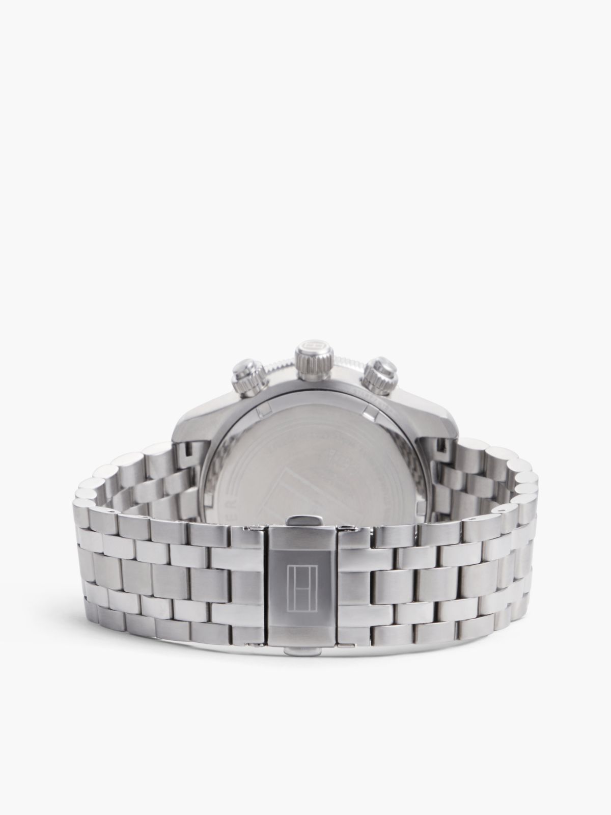 Blue Dial Stainless Steel Chronograph Watch — Silver
