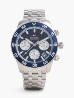 Blue Dial Stainless Steel Chronograph Watch — Silver 1