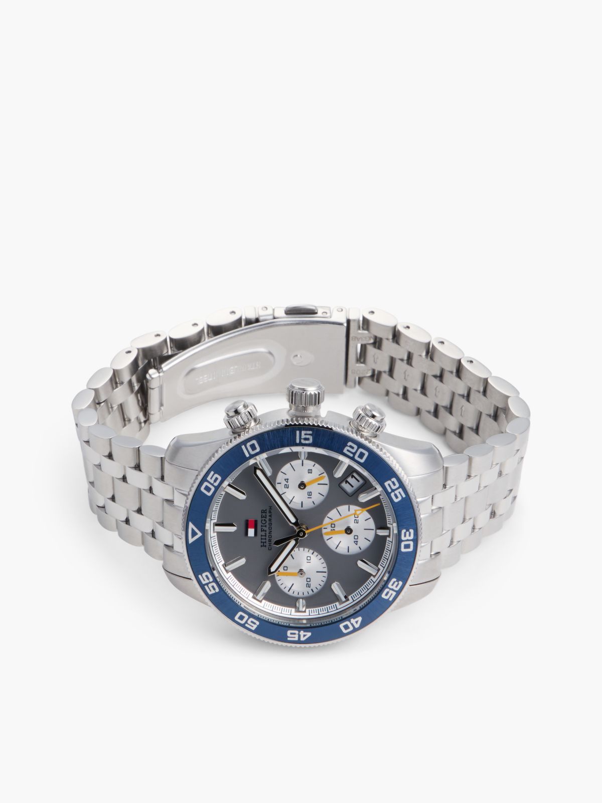 Grey Dial Stainless Steel Chronograph Watch — Silver