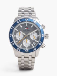 Grey Dial Stainless Steel Chronograph Watch — Silver 1