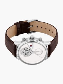Brown Croco-Print Leather Skeleton Sub-Counter Watch — Brown 3