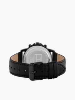 Black Croco-Print Leather Skeleton Sub-Counter Watch — Black 2