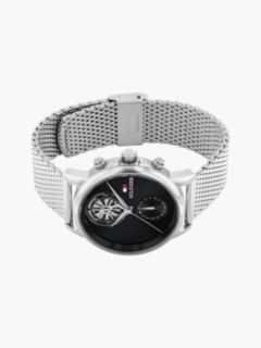 Mesh Strap Black Skeleton Sub-Counter Watch — Silver 3