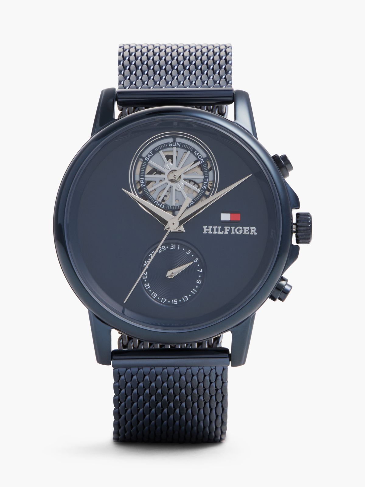 Mesh Strap Blue Skeleton Sub-Counter Watch — Blue