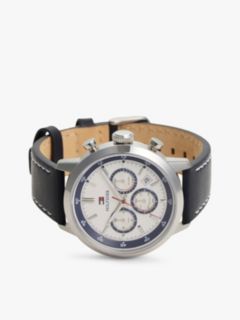 Cream Dial Blue Leather Strap Watch — Blue 3