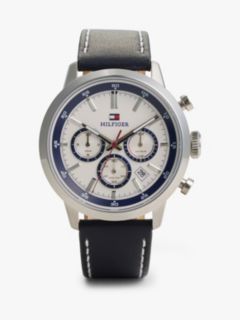 Cream Dial Blue Leather Strap Watch — Blue 1