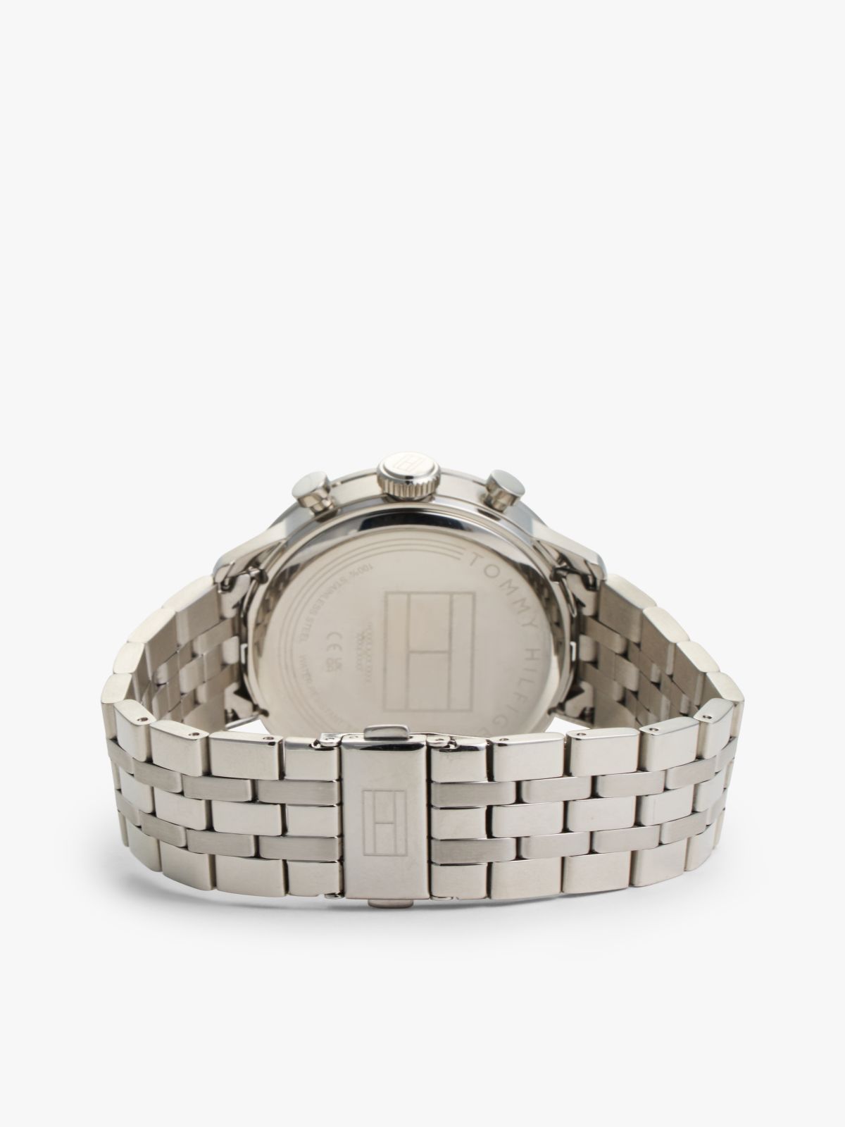 Blue Dial Stainless Steel Chronograph Watch — Silver