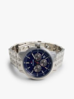 Blue Dial Stainless Steel Chronograph Watch — Silver 3
