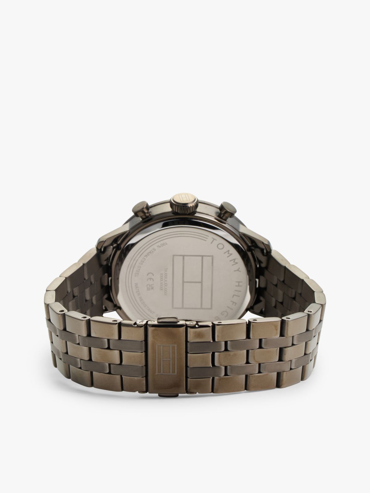 Blue Dial Grey Chain-Link Chronograph Watch — Grey