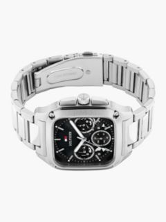 Square Black Dial Stainless Steel Watch — Silver 3