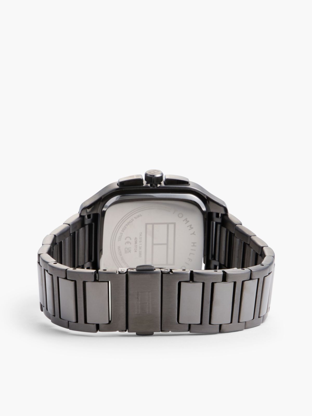Square Gunmetal Skeleton Dial Watch — Grey
