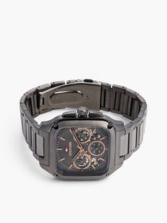 Square Gunmetal Skeleton Dial Watch — Grey 3