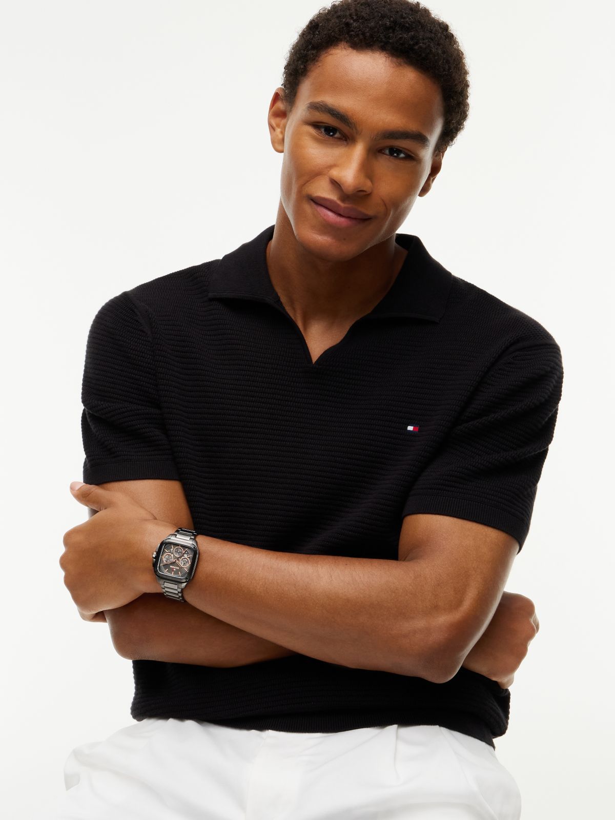 Square Gunmetal Skeleton Dial Watch — Grey