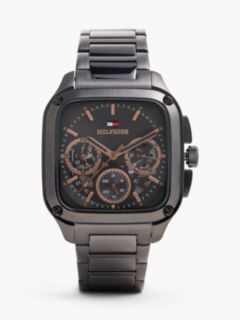 Square Gunmetal Skeleton Dial Watch — Grey 1
