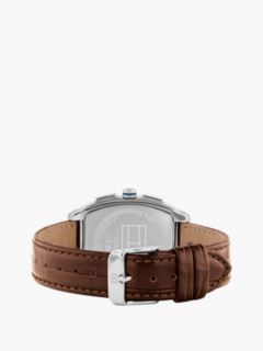 Square Blue Dial Brown Leather Strap Watch — Brown 2