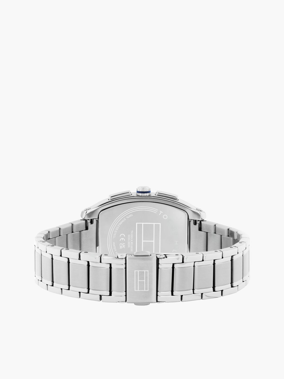 Square Blue Dial Chain-Link Strap Watch — Silver