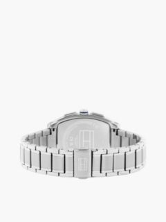 Square Blue Dial Chain-Link Strap Watch — Silver 2