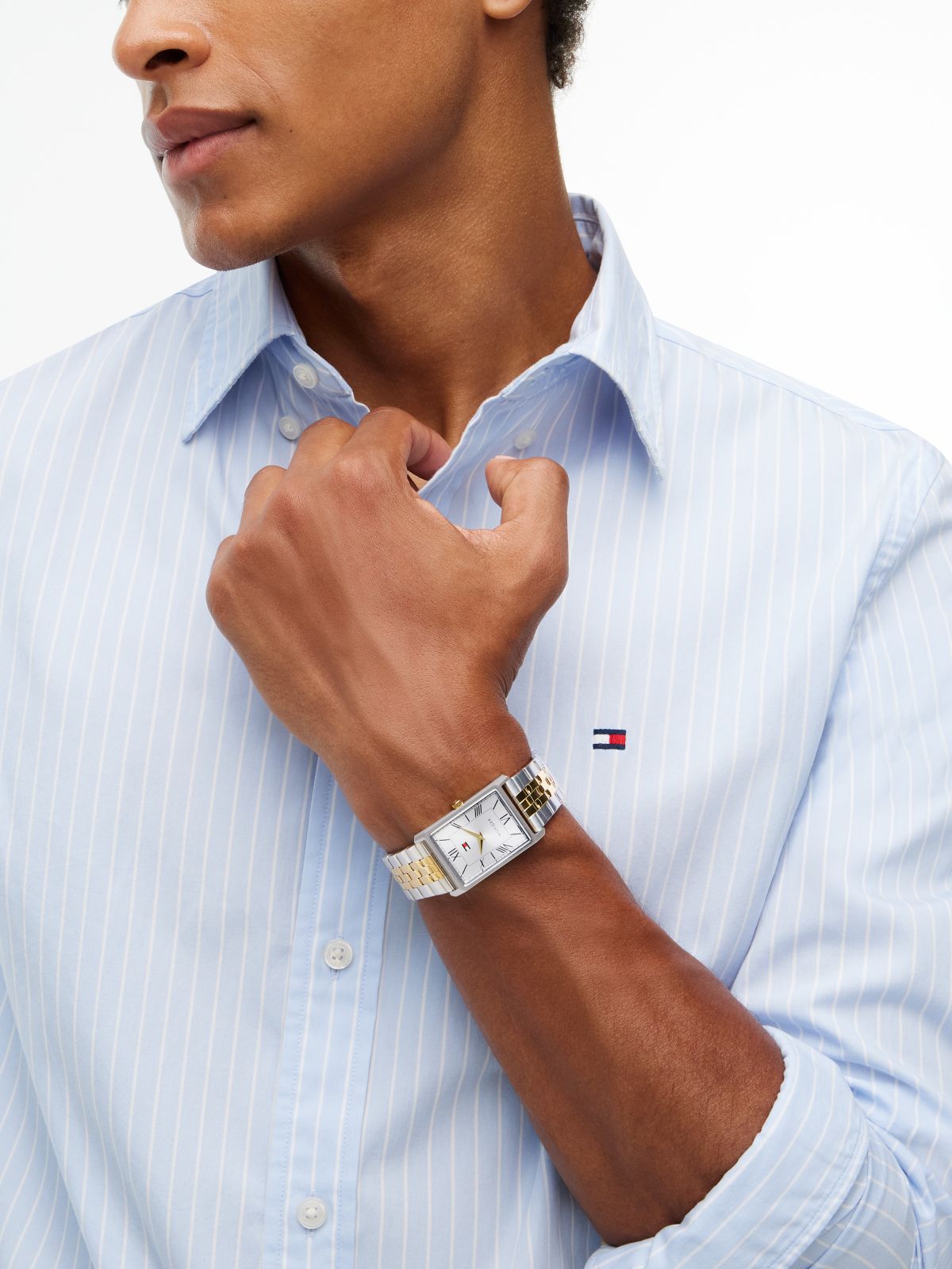 Silver-White Dial Two-Tone Stainless Steel Watch — Multi