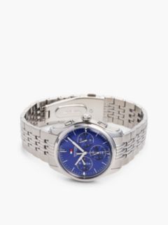 Blue Dial Stainless Steel Chronograph Watch — Silver 3